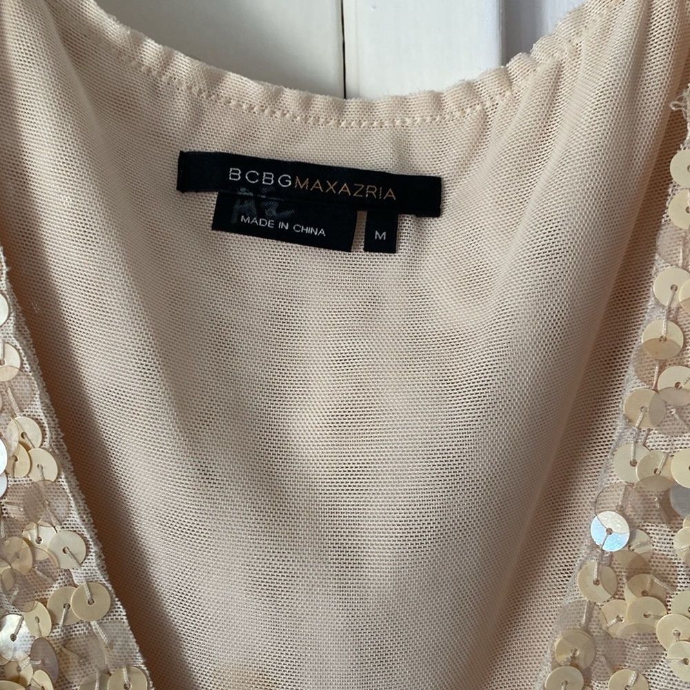 NWOT - BCBG MacAzria - Sequin V-Neck Dress in Champagne - medium - Picture 3 of 12